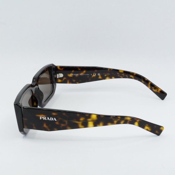 PRADA PR06YS 2AU8C1 SUNGLASSES tortoise shell rectangular sleek frames - Picture 5 of 10